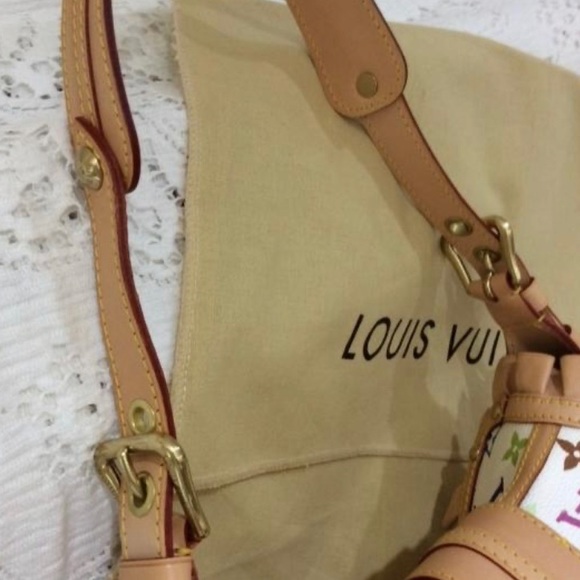 White Multicolor Canvas Monogram Bag - Picture 5 of 11